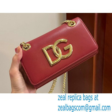 Dolce  &  Gabbana Calfskin 3.5 Chain phone bag Dark Red